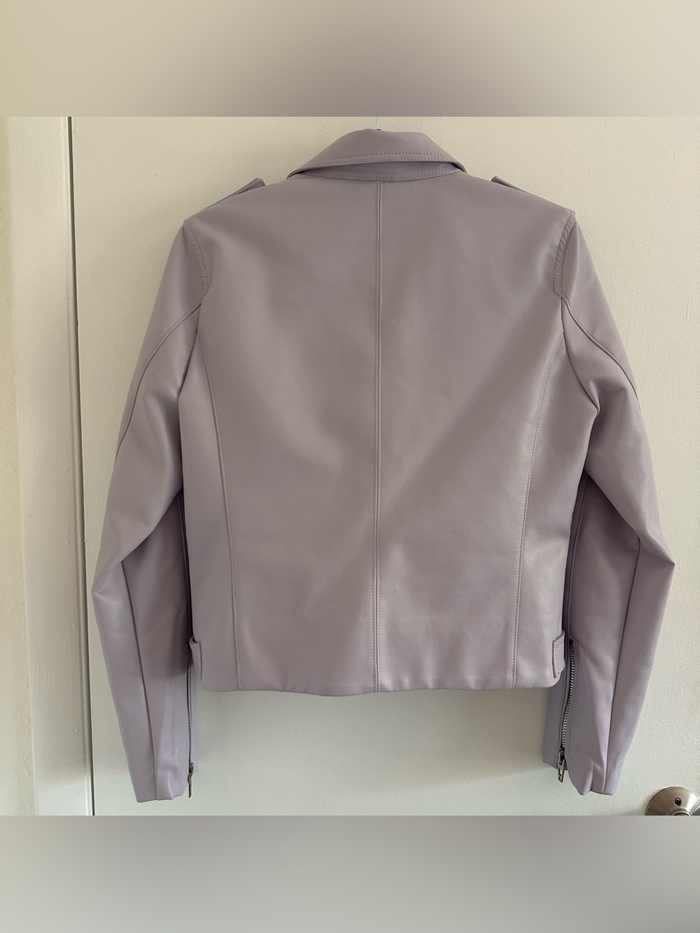 Women’s Blank NYC Moto Biker Jacket Vegan Leather Lavender Medium - Picture 4 of 12